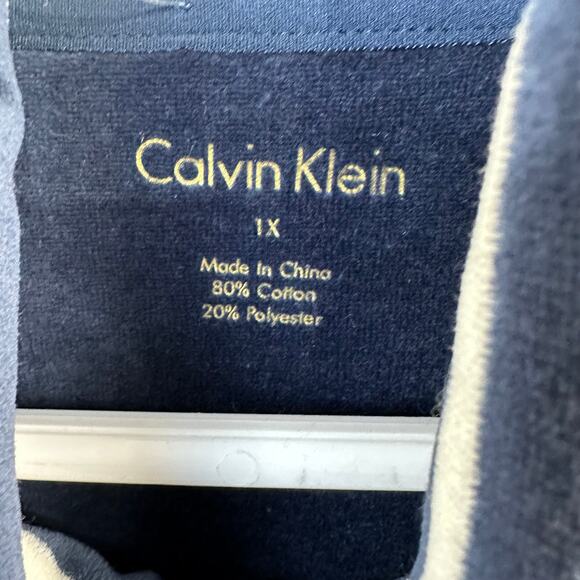 Calvin Klein NWT Track Jacket Womens 1X Navy Ivory Velour Striped Performance - Picture 6 of 8